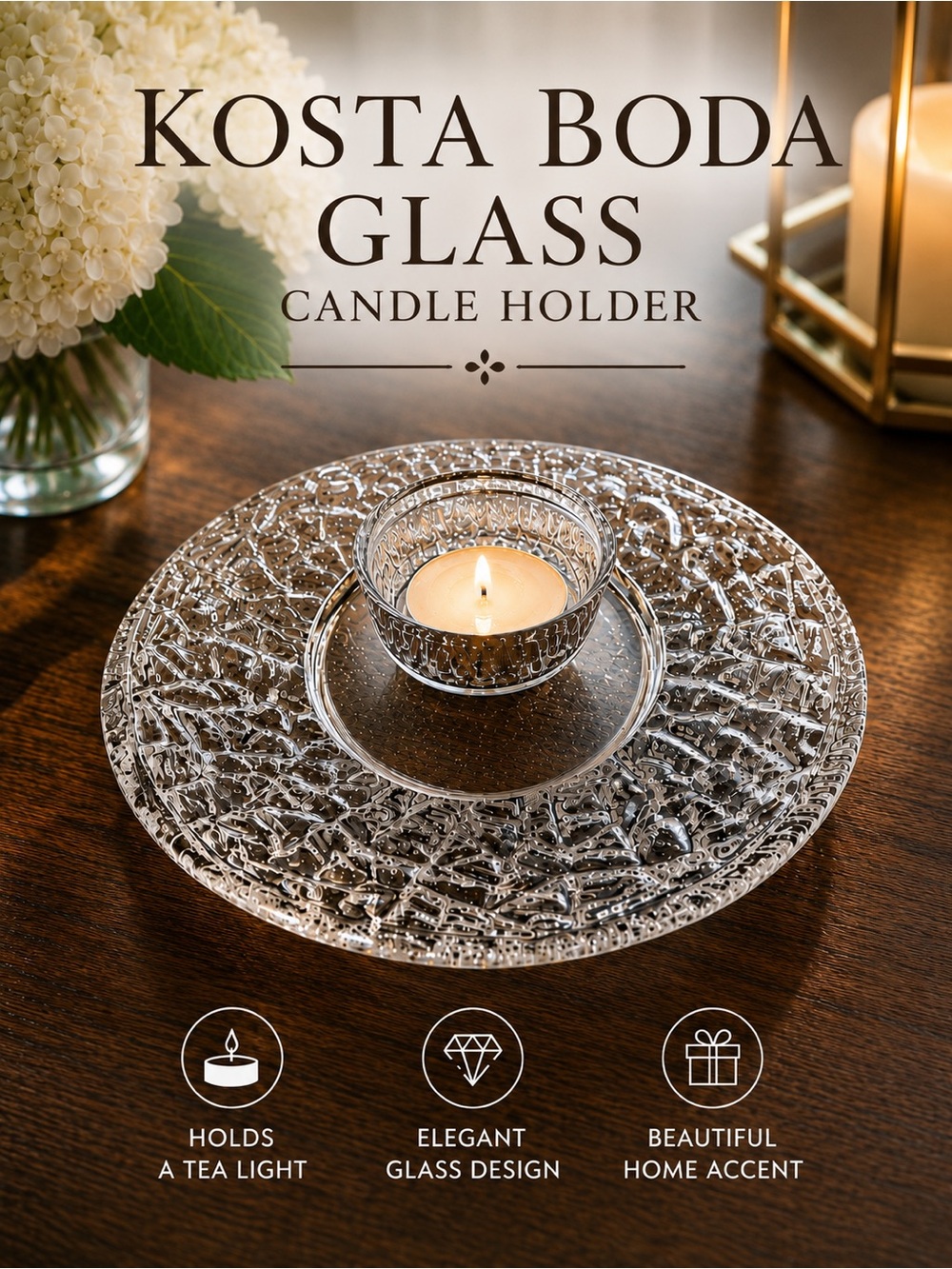 Kosta Boda Glass Discus Tea Light Candle Holder | Swedish Crystal